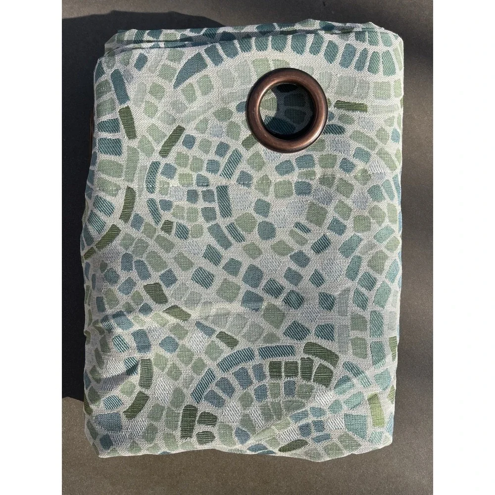 Vintage Pier 1 Ocean Mosaic Paisley Curtain Panel 54"x96"  Two Panel Set - Picture 5 of 7